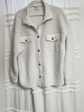 Aerie Cream Sherpa Button-Front Jacket.